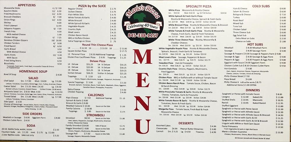 Mario's Pizza Menu image 1